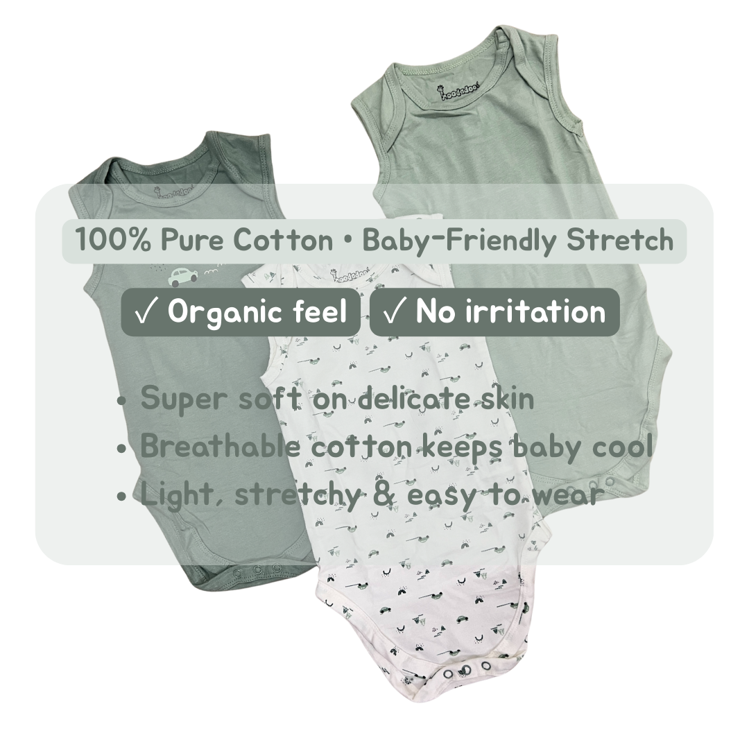 Newborn Premium Cotton Romper – Pack of 3 (sage green combo) for 0–3 Months