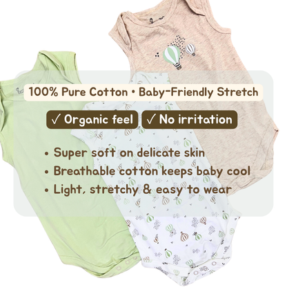 Newborn Premium Cotton Romper – Pack of 3 (Mint green combo) for 0–3 Months