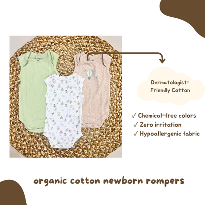 Newborn Premium Cotton Romper – Pack of 3 (Mint green combo) for 0–3 Months