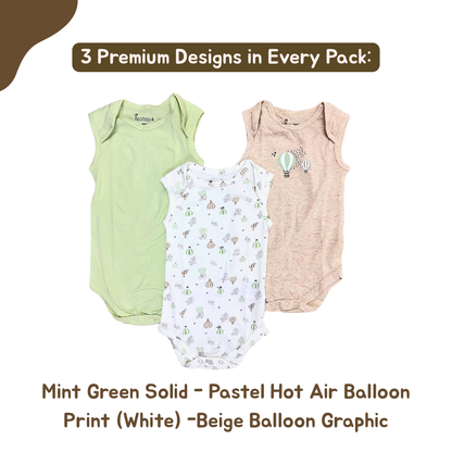 Newborn Premium Cotton Romper – Pack of 3 (Mint green combo) for 0–3 Months