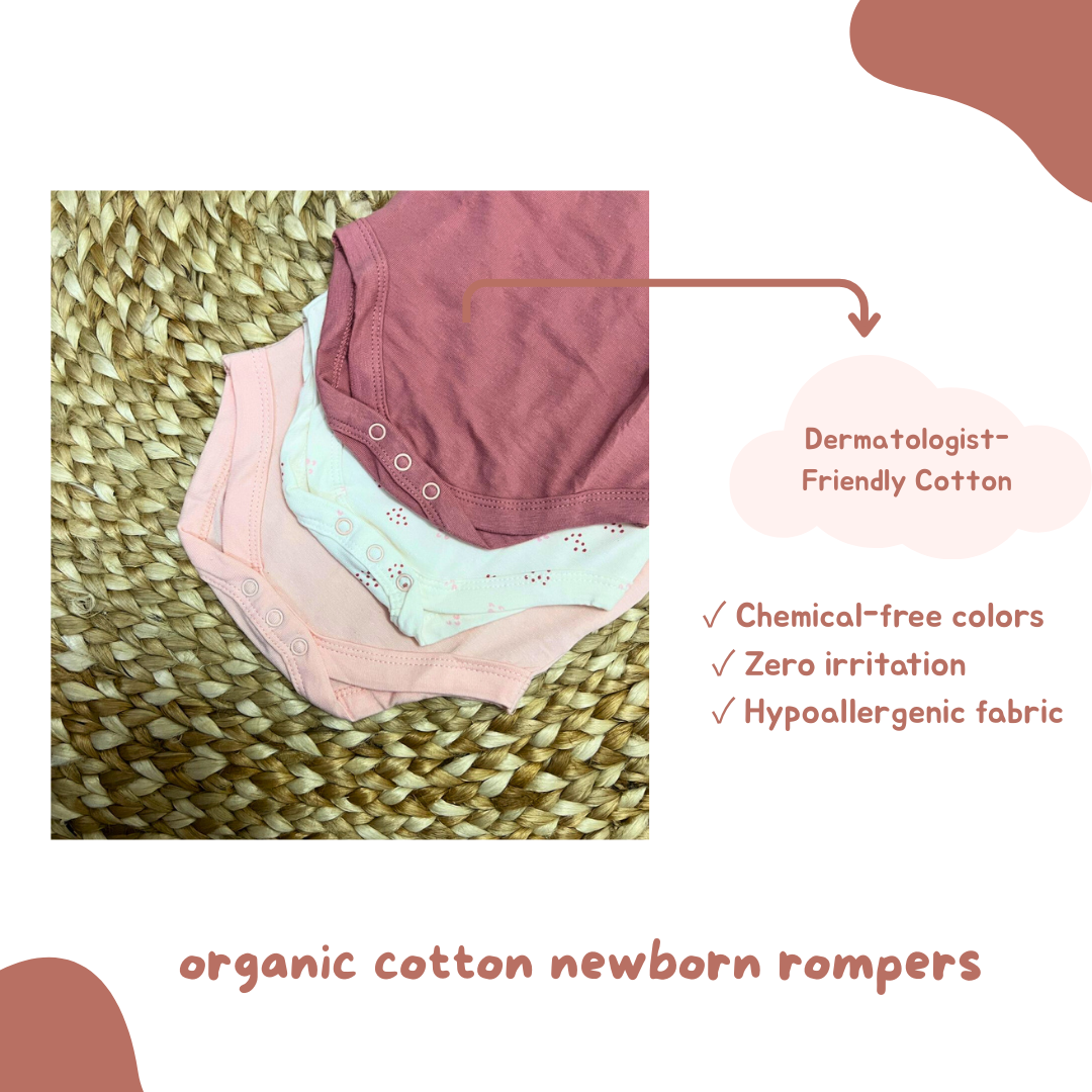 Newborn Premium Cotton Romper – Pack of 3( Pink combo) for 0–3 Months