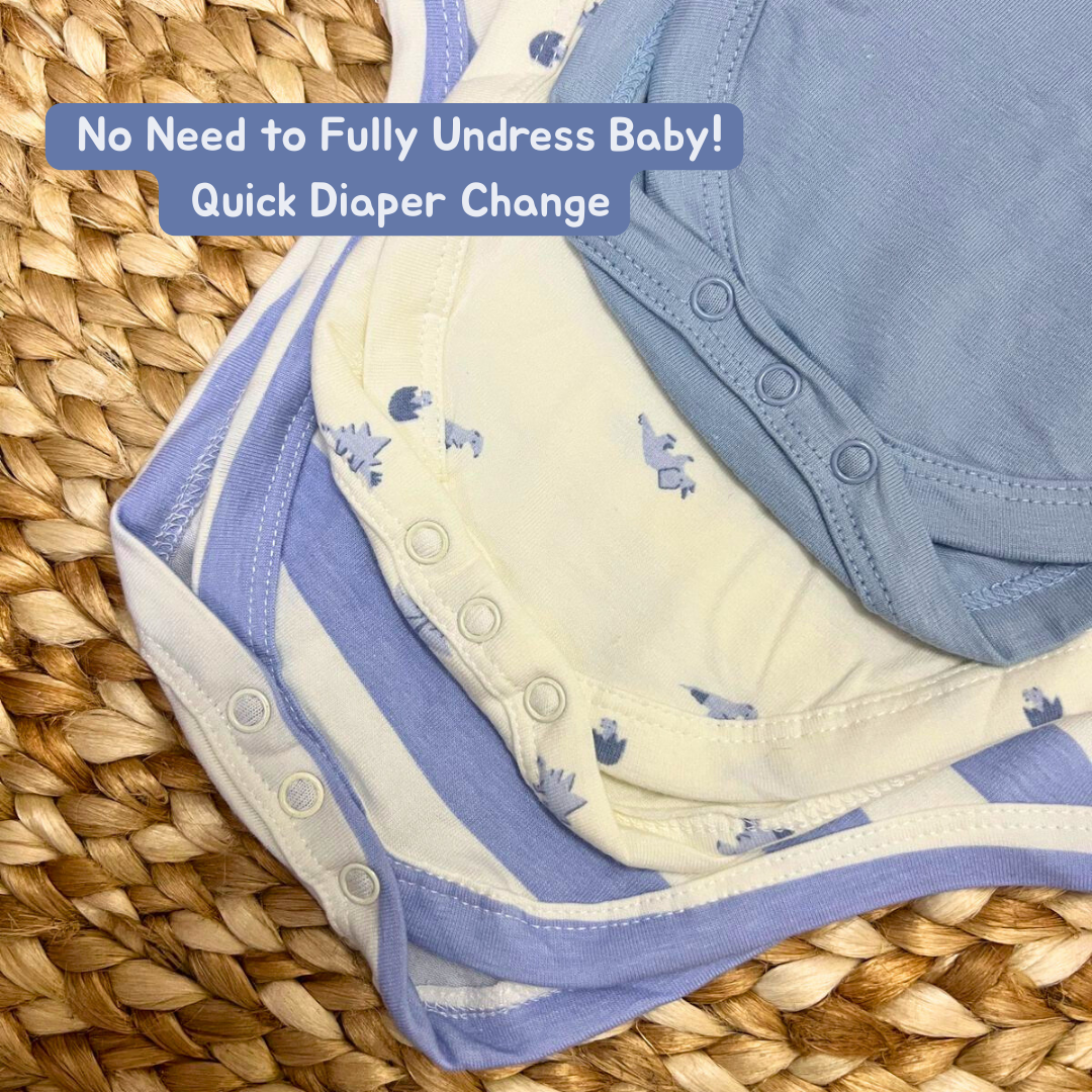 Newborn Premium Cotton Romper – Pack of 3 (Blue combo) for 0–3 Months