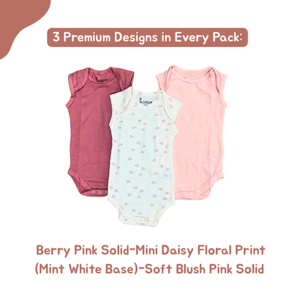 Newborn Premium Cotton Romper – Pack of 3( Pink combo) for 0–3 Months