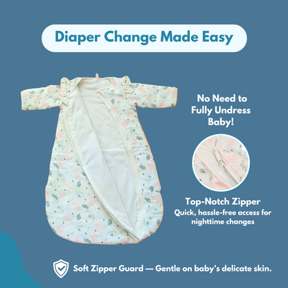 2.5 TOG 100% Cotton Floral Baby Wearable Blanket for 6-12 Month, 86x65 cm (sleep sack)