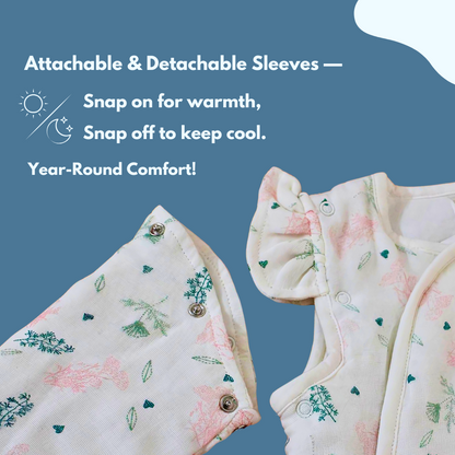 2.5 TOG 100% Cotton Floral Baby Wearable Blanket for 6-12 Month, 86x65 cm (sleep sack)