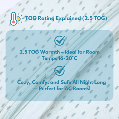 2.5 TOG 100% Cotton Sleep Sack,Baby Wearable Blanket for 0-6 Month, 45x67 cm