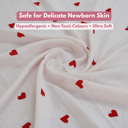 Muslin Swaddle Blanket for Newborn Baby (120 x 100 cm, Little heart , Pack of 1)
