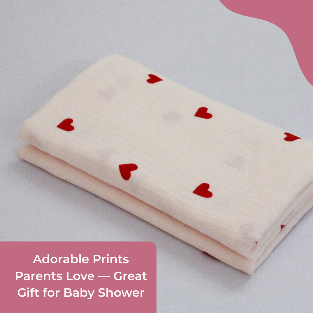 Muslin Swaddle Blanket for Newborn Baby (120 x 100 cm, Little heart , Pack of 1)