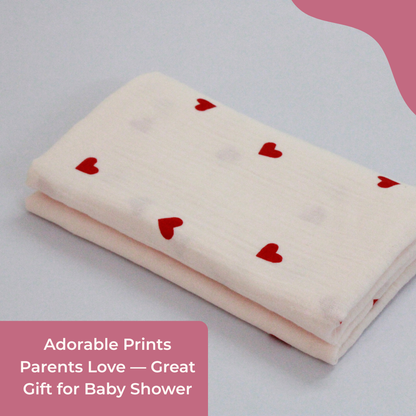 Muslin Swaddle Blanket for Newborn Baby (120 x 100 cm, Little heart , Pack of 1)