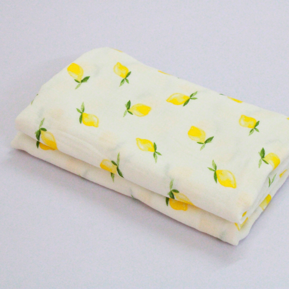 Muslin Swaddle Blanket for Newborn Baby (120 x 100 cm, Lemon print , Pack of 1)