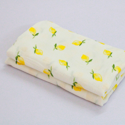 Muslin Swaddle Blanket for Newborn Baby (120 x 100 cm, Lemon print , Pack of 1)