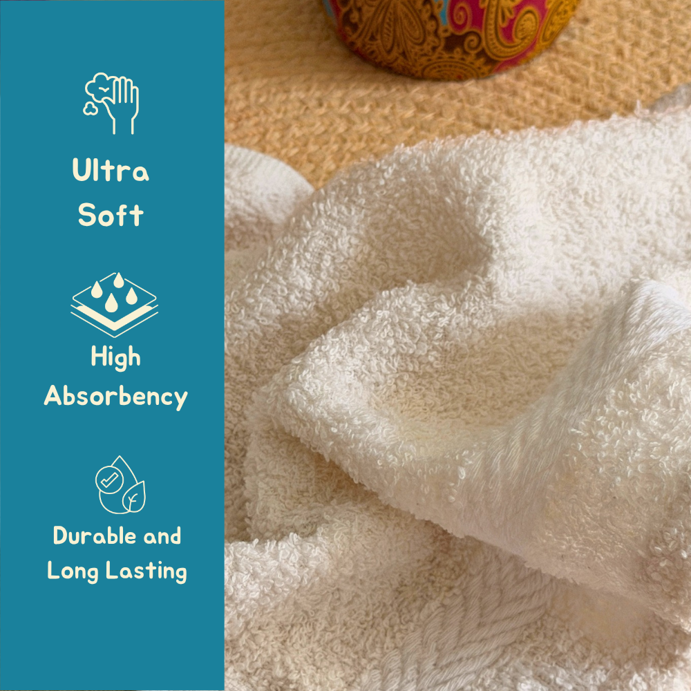 Premium Cotton Multipurpose Terry Face Towels, 30 x 30 cm | Pack of 6