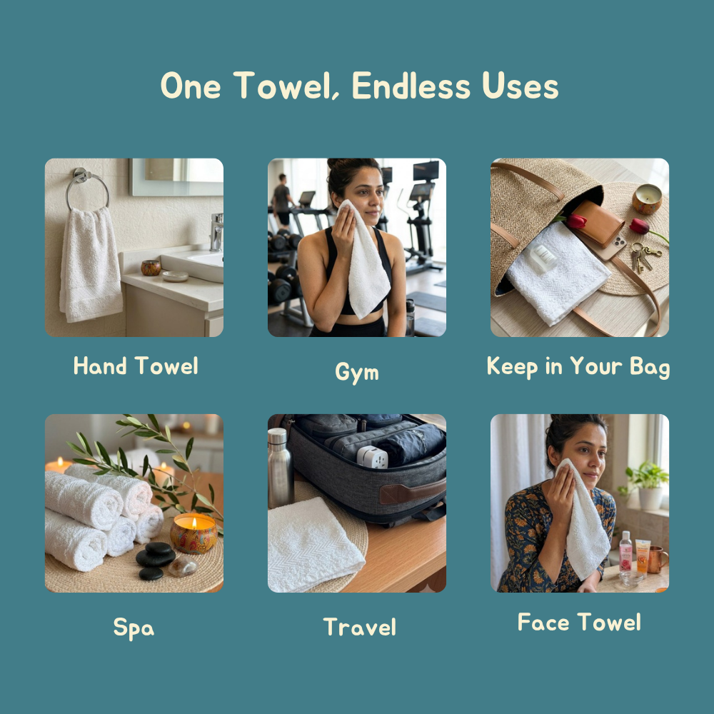Premium Cotton Multipurpose Terry Face Towels, 30 x 30 cm | Pack of 6