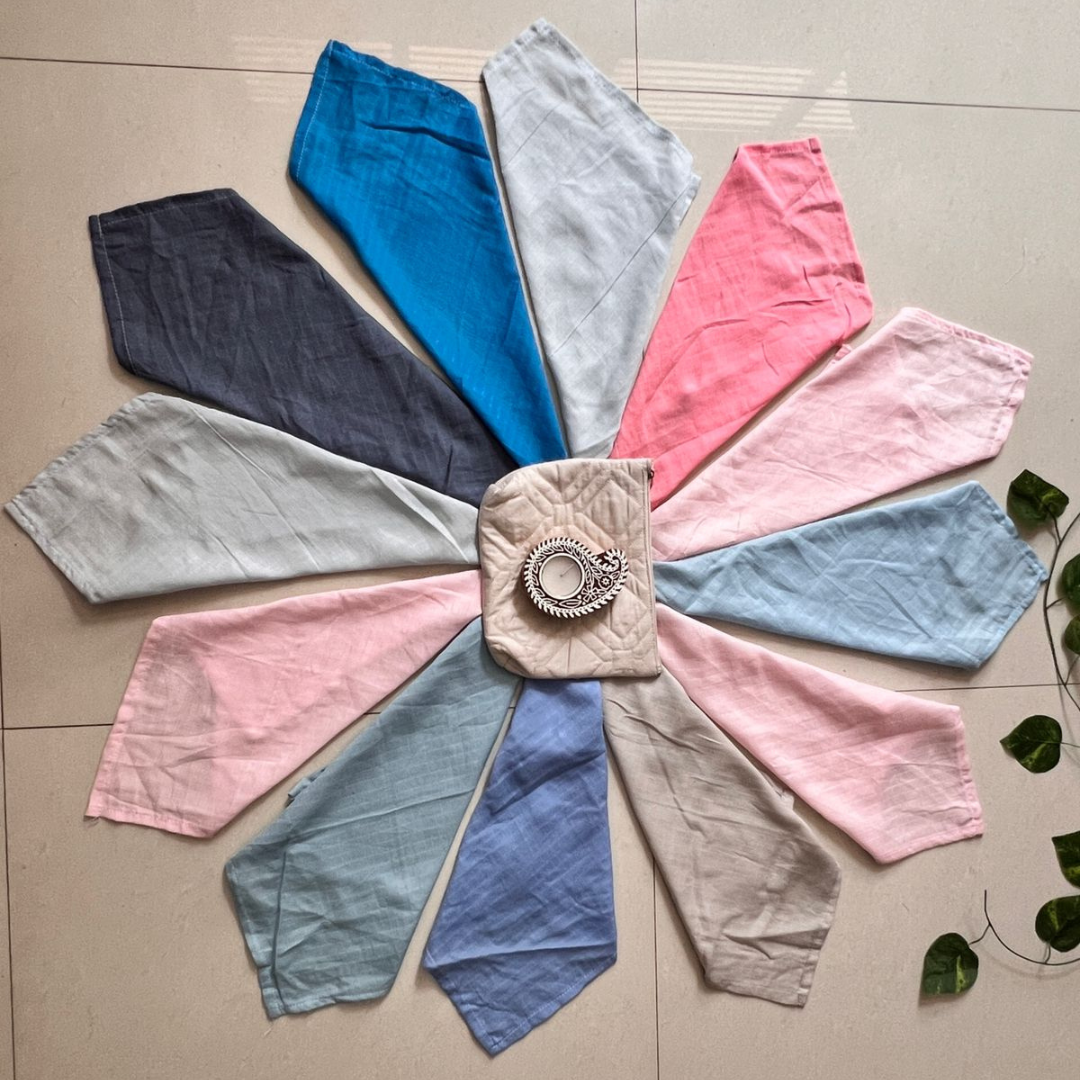 Colorful Baby Hankies Set of 12 Size : 12 x 12 inch | 100% Cotton | Soft, Gentle & Reusable |  Diwali Festive Offer